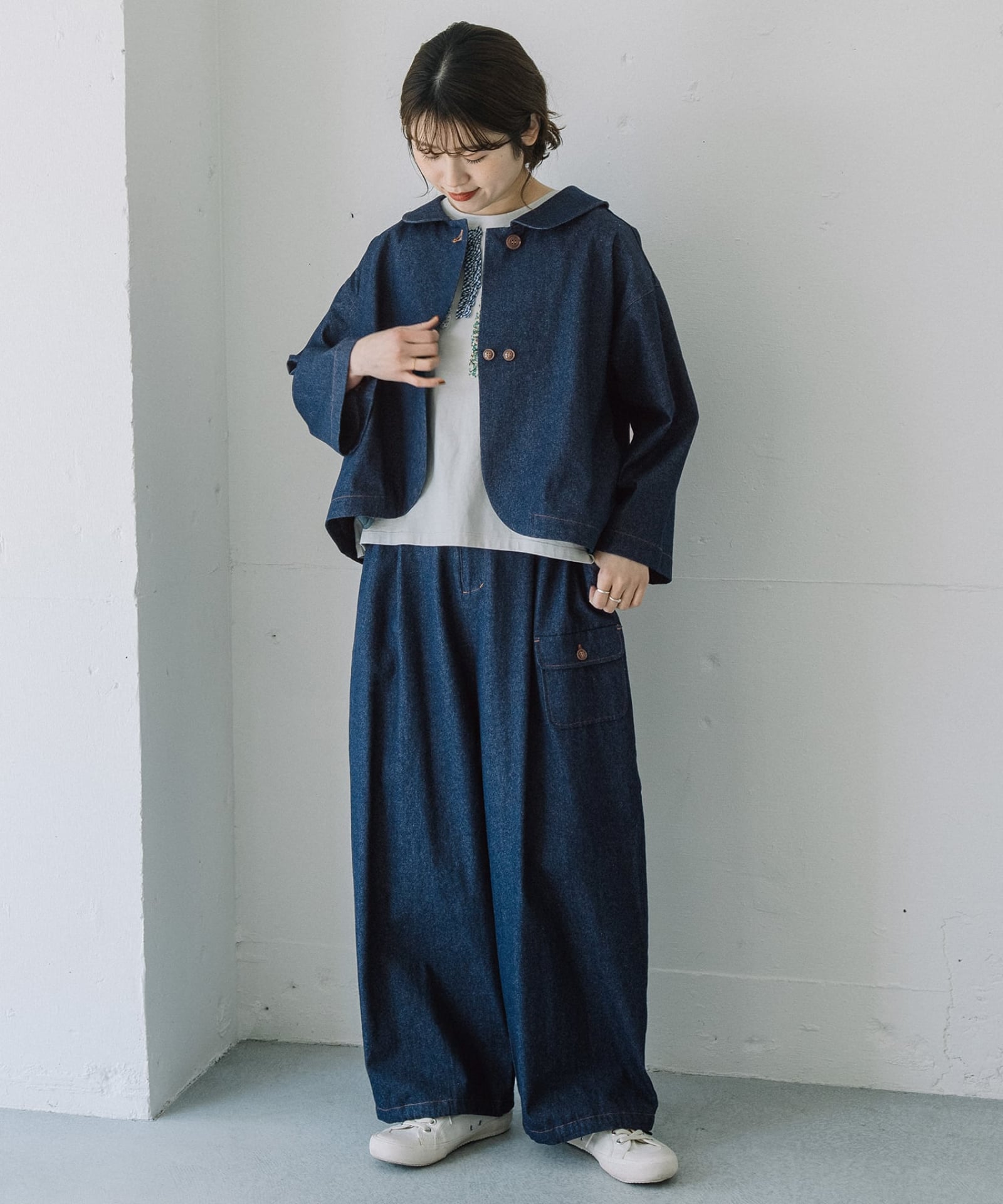 テラコッタ　裾ドロストコクーントップス WEB限定】〈接触冷感 / 汗染み防止加工〉オーガニック コットン 裾