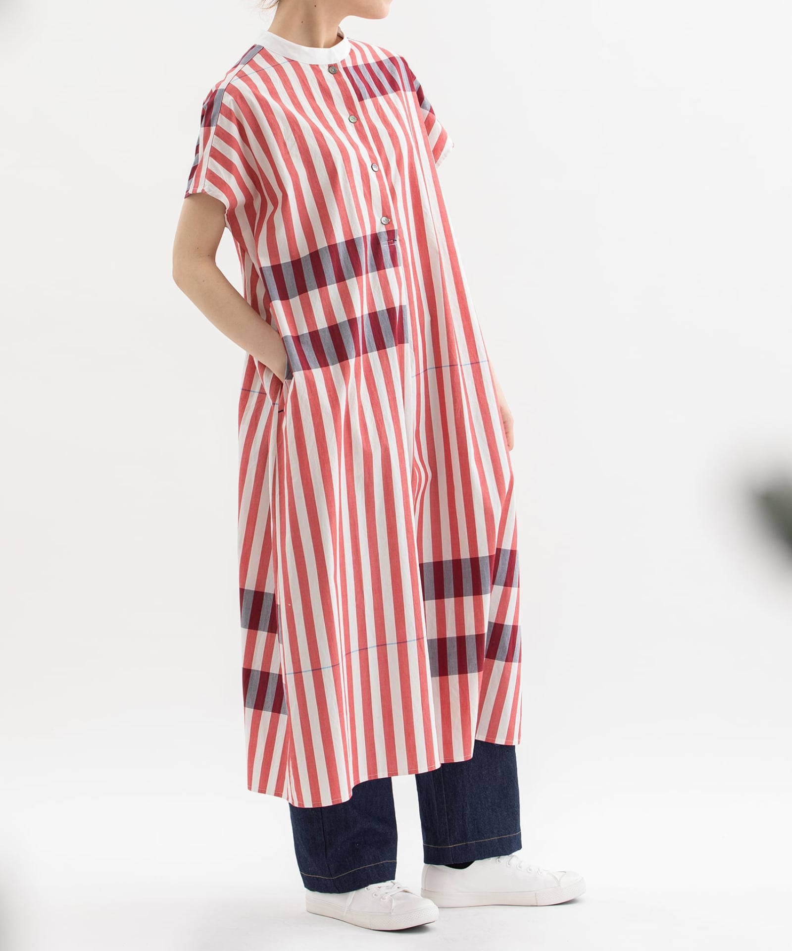 SUMMER SALE】パネルストライプスタンドカラーワンピース | COO ONLINE