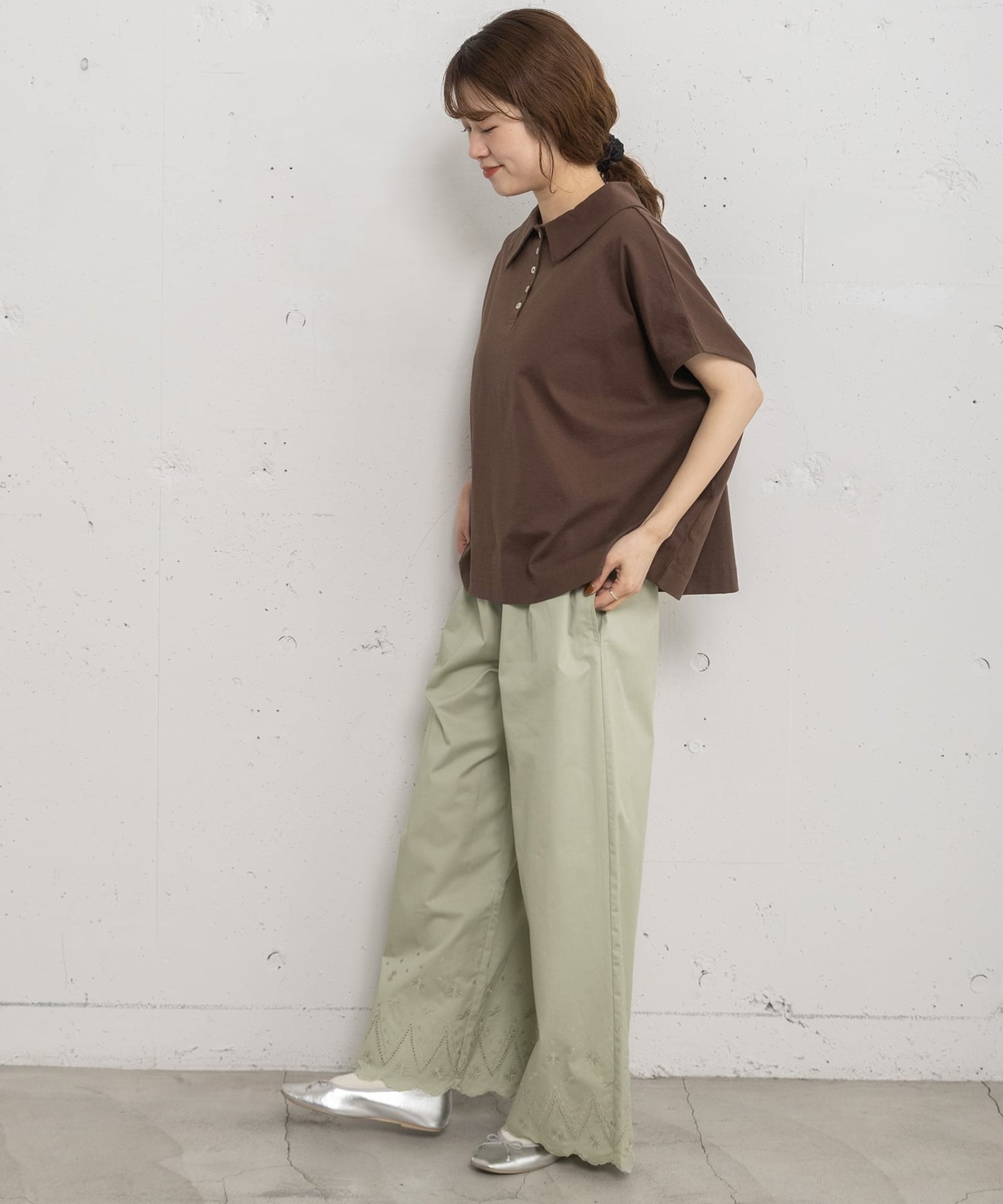 ミュベール サイドスカラップパンツ 40 ドゥロワー アドーア エンフォルド SUMMER SALE】裾スカラップバード刺繍パンツ | COO ONLINE