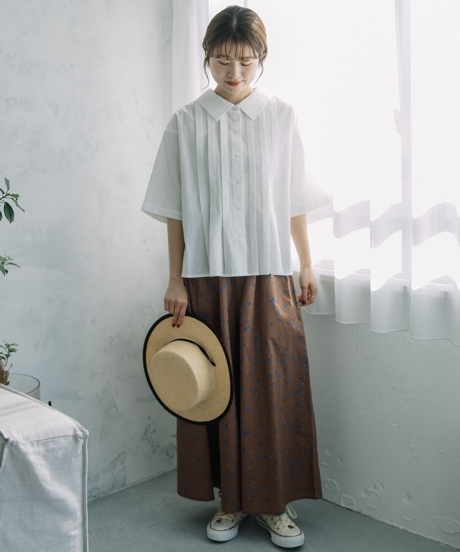 SUMMER SALE】フラットカラー半袖タックブラウス | COO ONLINE