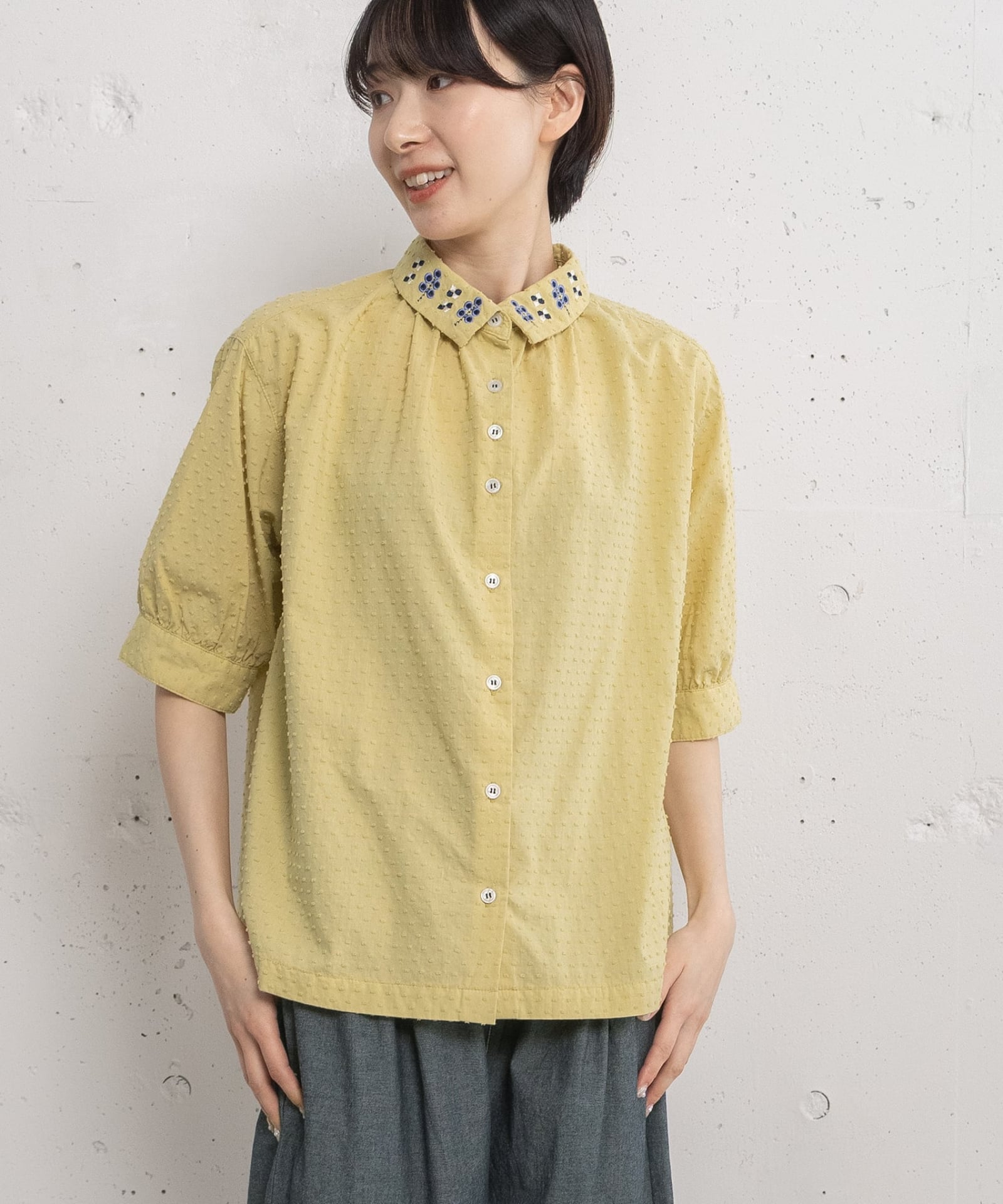 サークルツリー刺繍衿半袖ブラウス | COO ONLINE