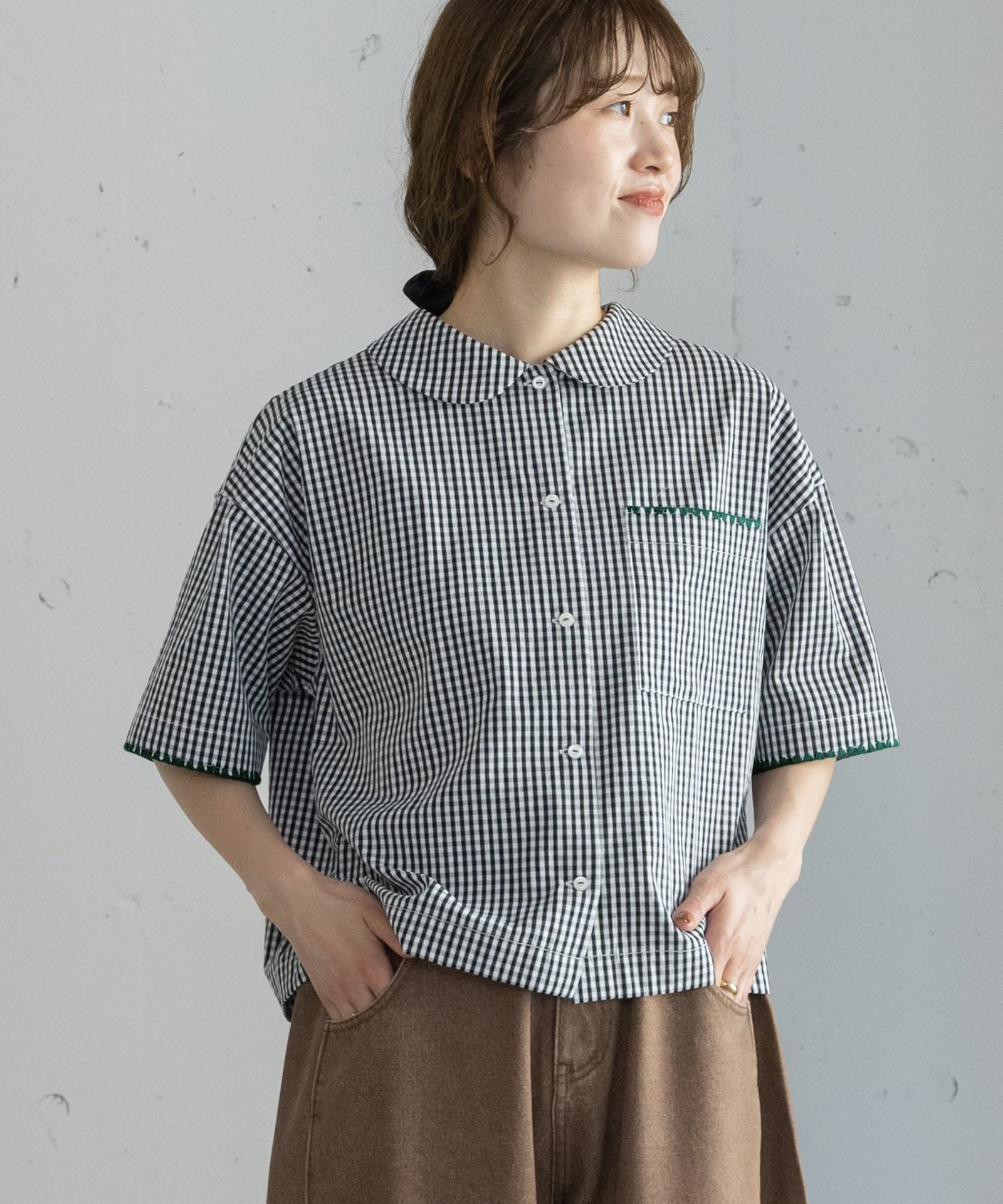 ご予約会対象商品＞はまぐりステッチ丸衿クロップドシャツ | COO ONLINE