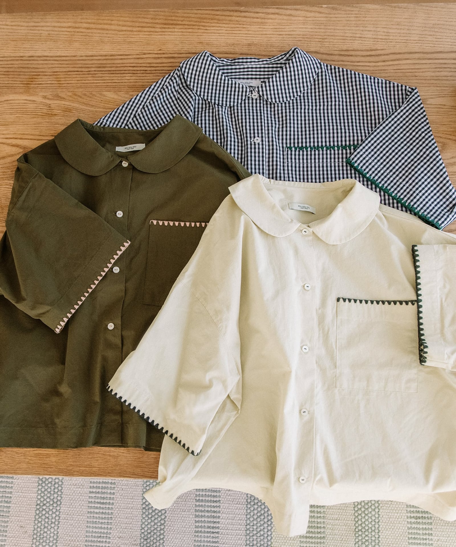 ご予約会対象商品＞はまぐりステッチ丸衿クロップドシャツ | COO ONLINE